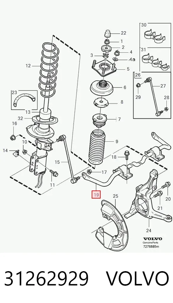 Estabilizador delantero 31262929 Volvo