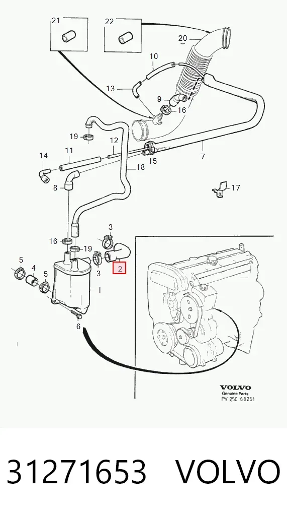 Tubo de ventilación del cárter 31271653 Volvo