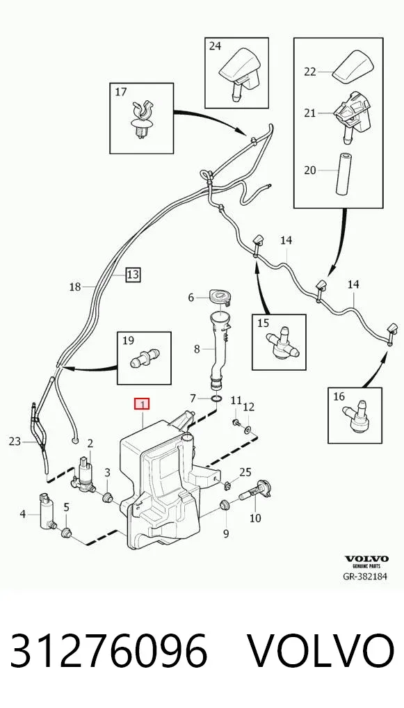 Depósito de limpiaparabrisas 31276096 Volvo