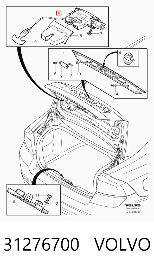 Cerradura de maletero 31276700 Volvo