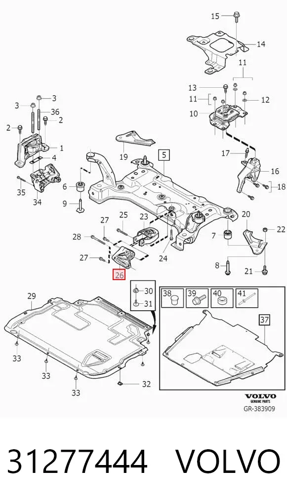Soporte de cojín de la caja de cambios 31277444 Volvo
