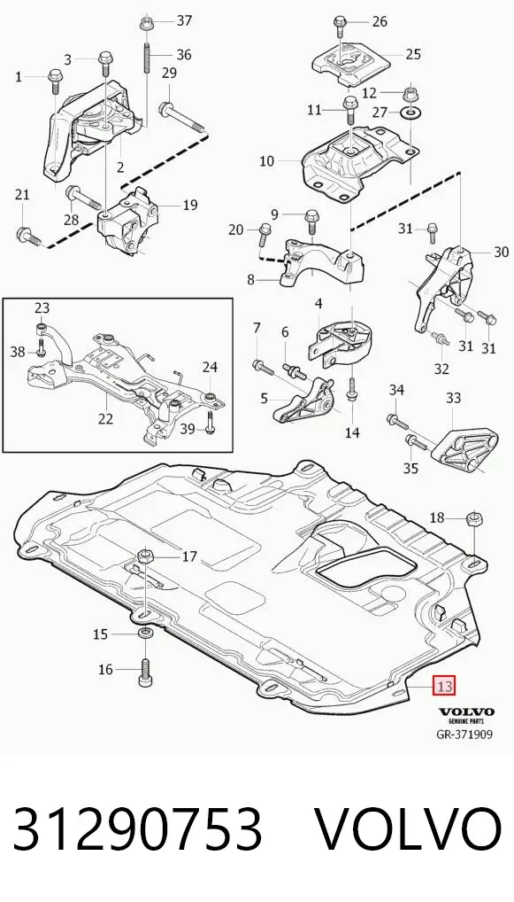 Protección motor / empotramiento 31290753 Volvo