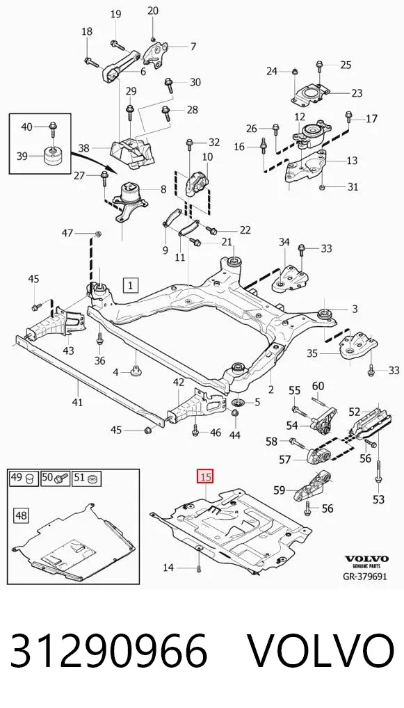 Protección motor / empotramiento 31290966 Volvo