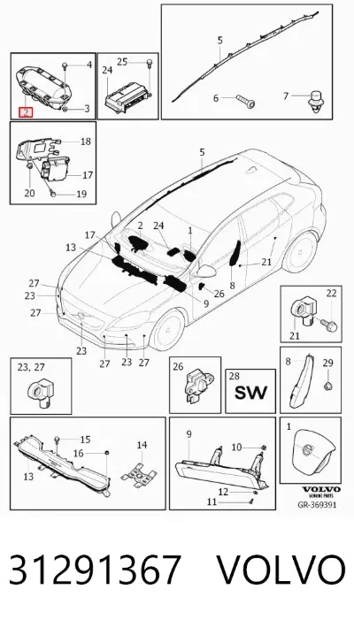 Airbag del pasajero VOLVO 31291367