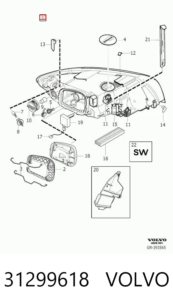 Faro derecho 31299618 Volvo