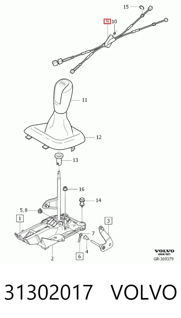Cable de caja de cambios 31302017 Volvo