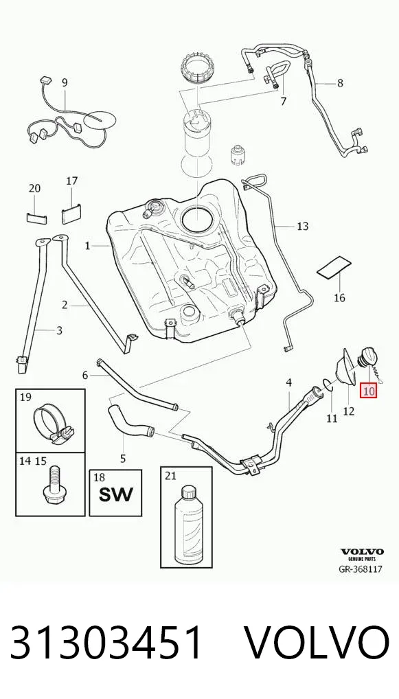 Tapa de depósito de combustible Volvo V50 MW