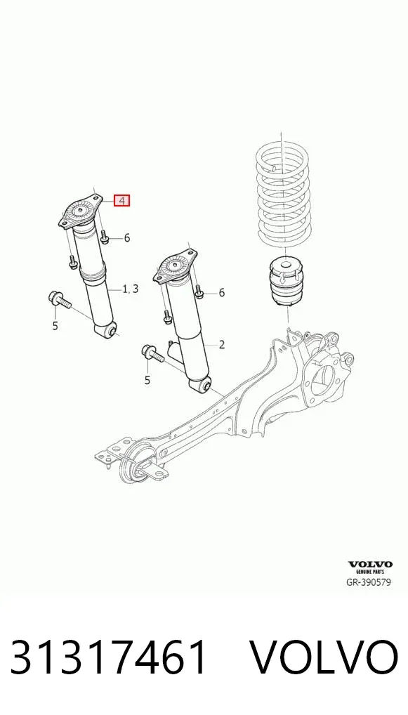 Copela de amortiguador trasero 31317461 Volvo