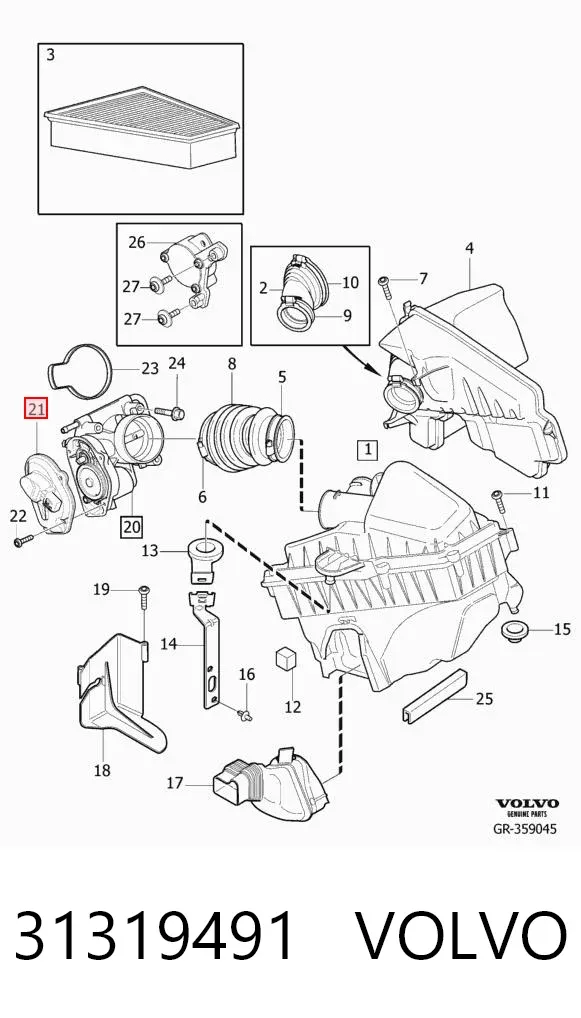 Sensor TPS 31319491 Volvo