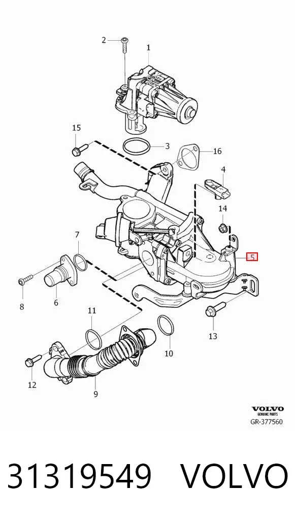 Enfriador de recirculación de gases de escape EGR 31319549 Volvo