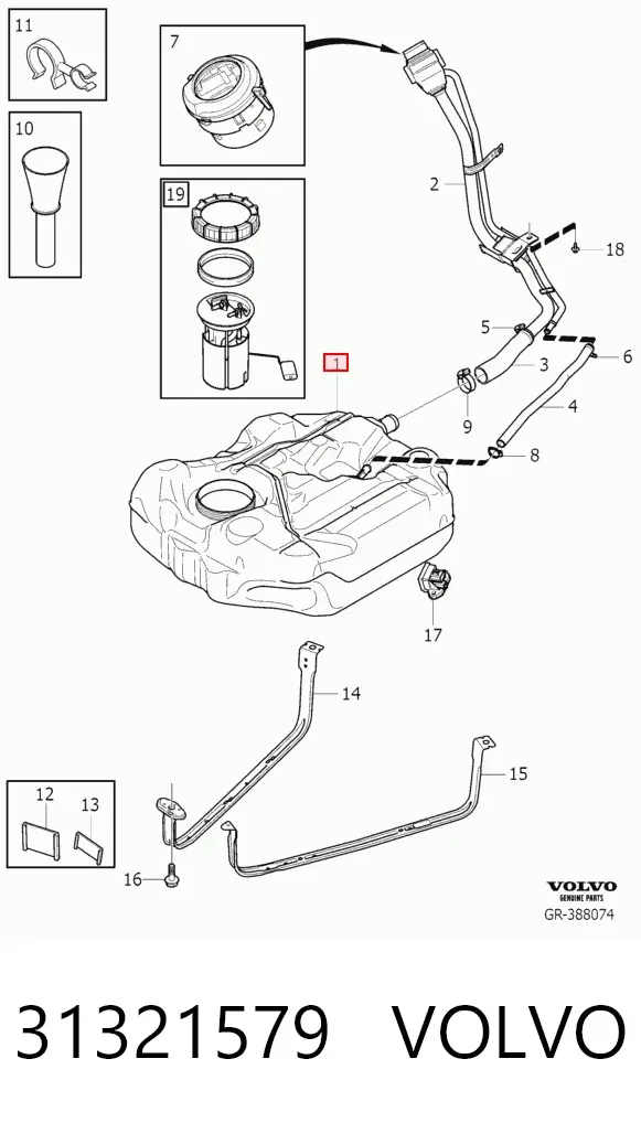 Depósito de gasolina 31321579 Volvo