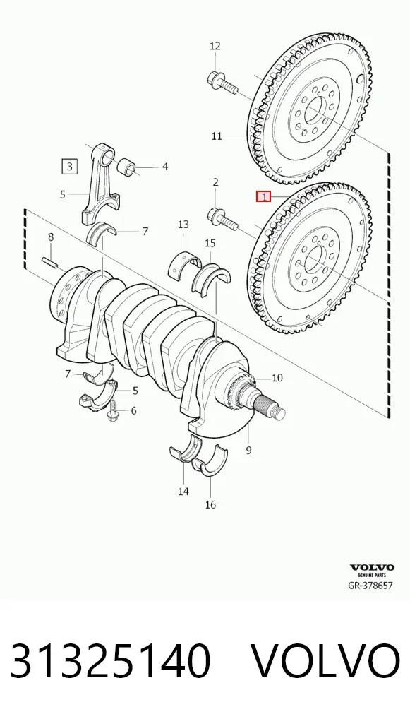 Volante motor 31325140 Volvo