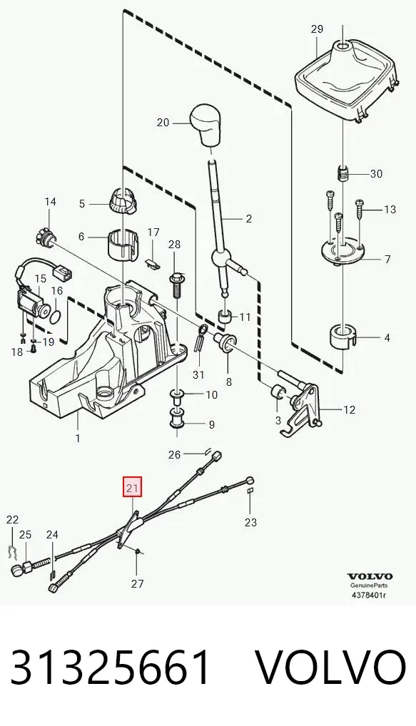 Cable de caja de cambios 31325661 Volvo