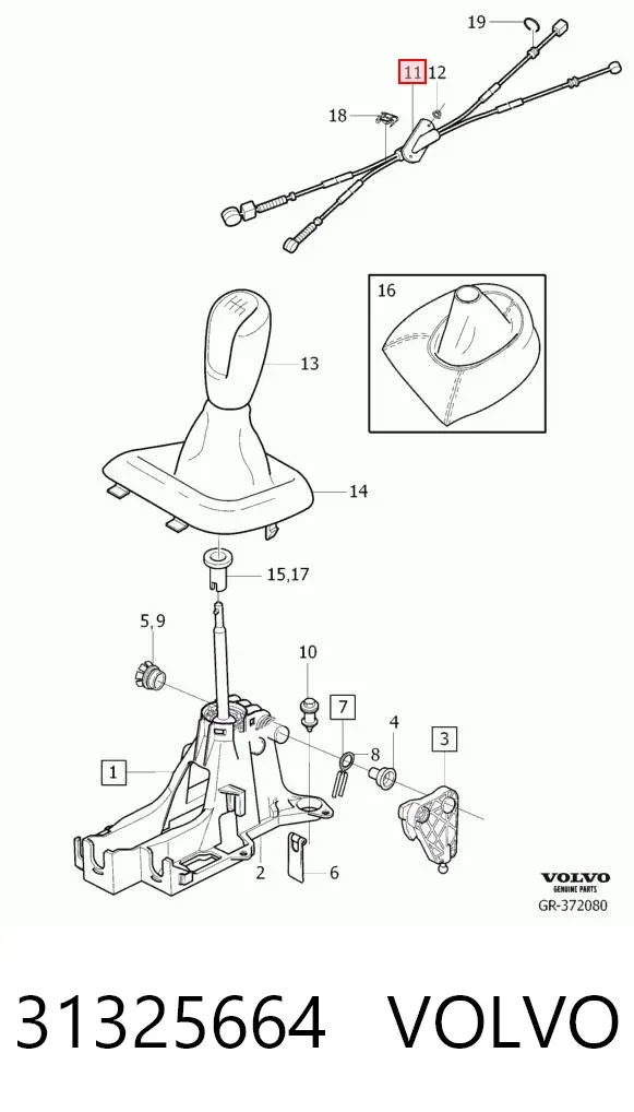 Cable de caja de cambios 31325664 Volvo