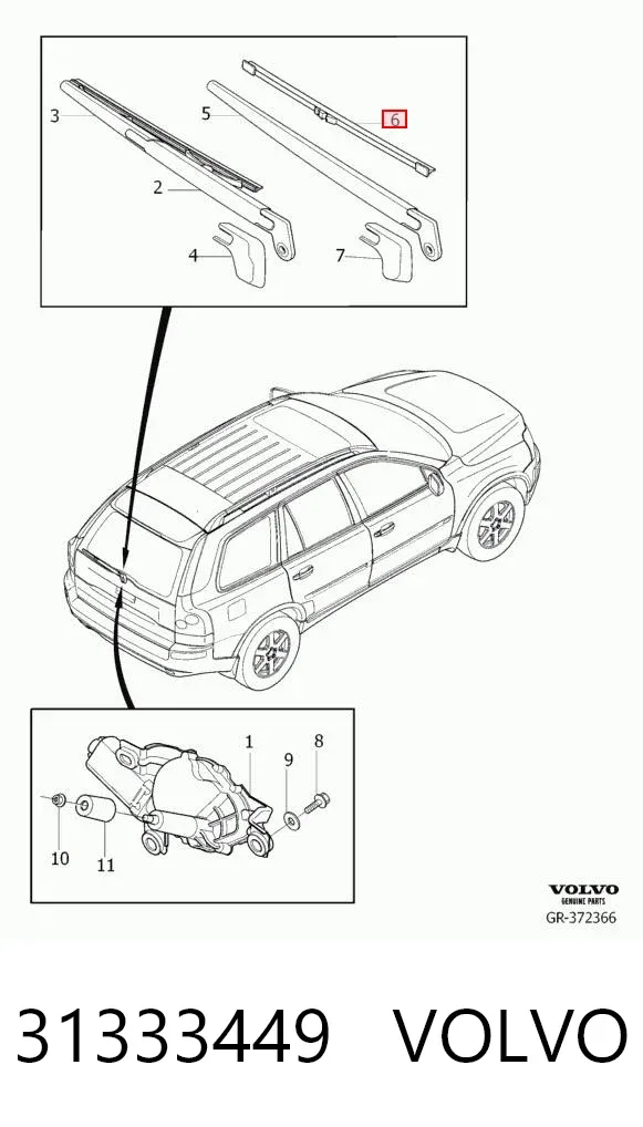 Limpiaparabrisas traseros 31333449 Volvo
