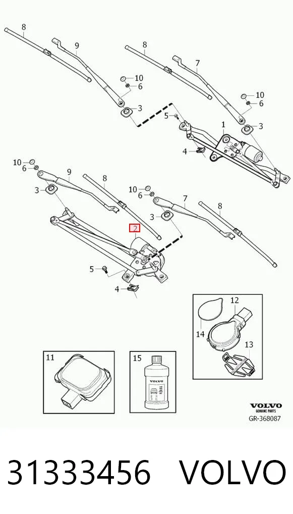 Motor limpiaparabrisas 31333456 Volvo