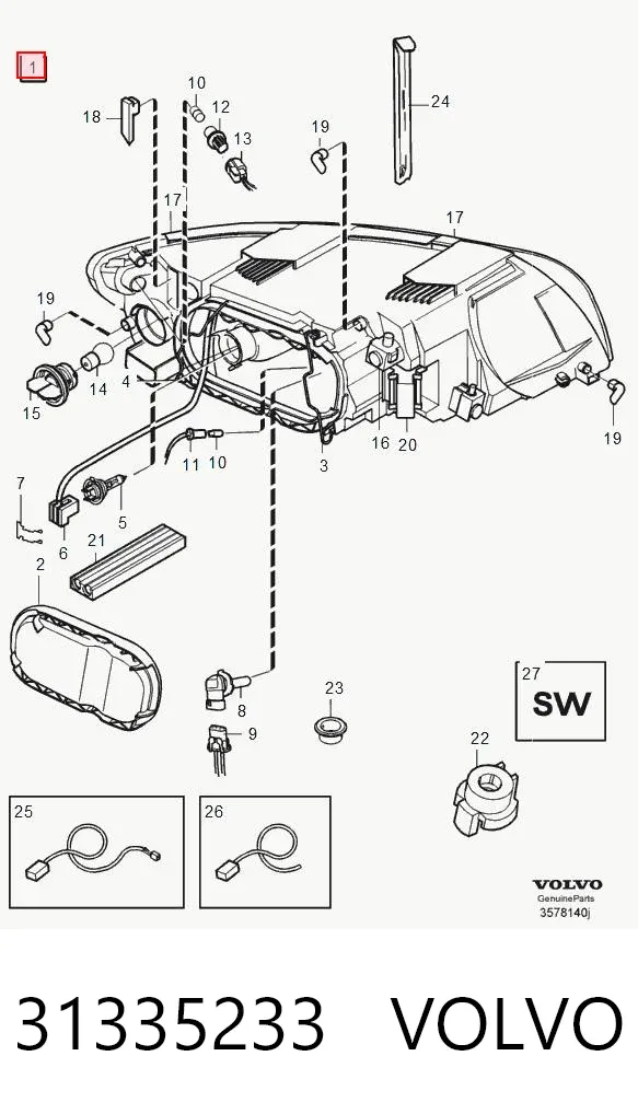 Faro izquierdo 31335233 Volvo