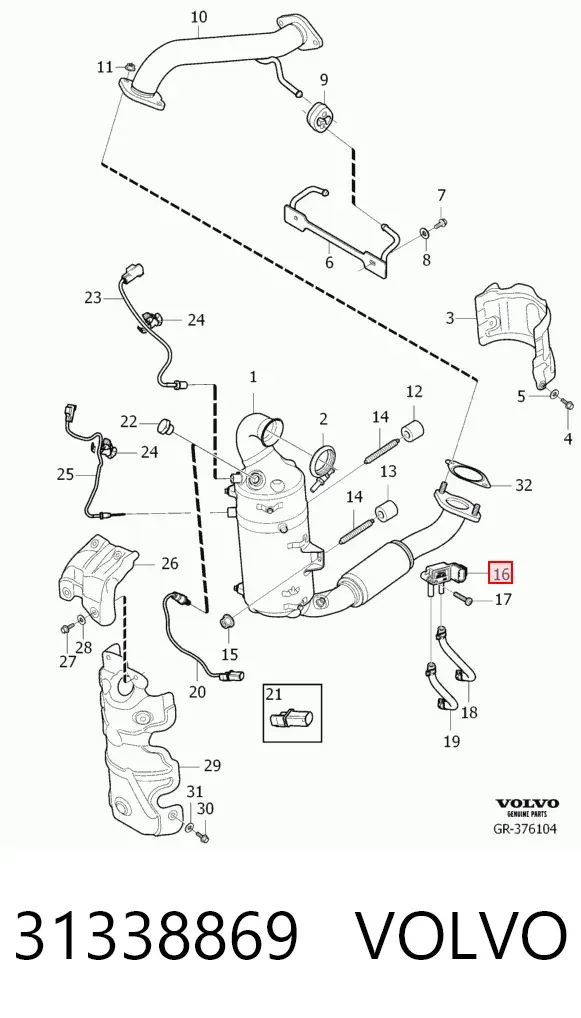 Sensor de presion gases de escape 31338869 Volvo