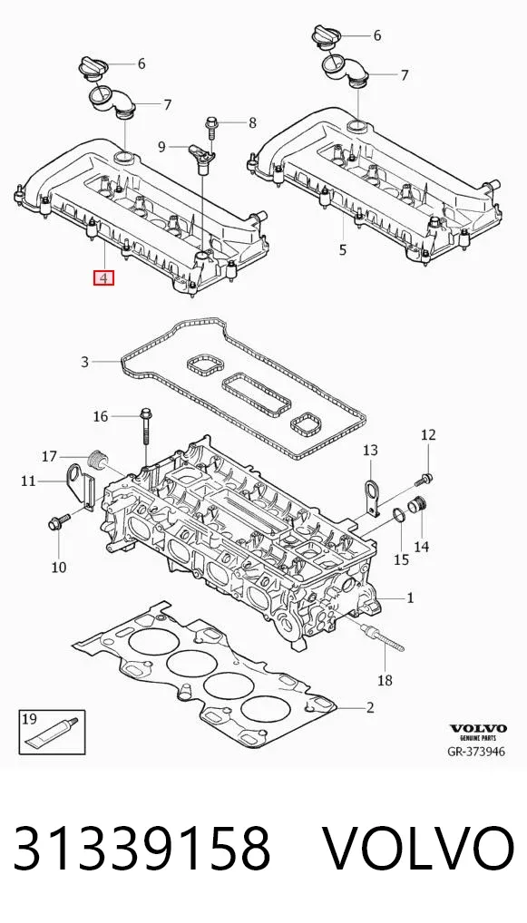 Tapa motor 31339158 Volvo