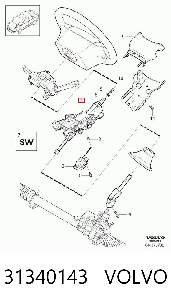 Columna dirección Volvo V50 MW