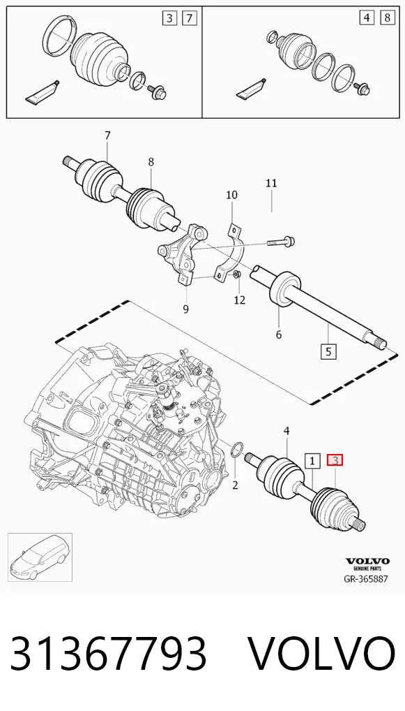 Fuelle de palier delantero exterior 31367793 Volvo
