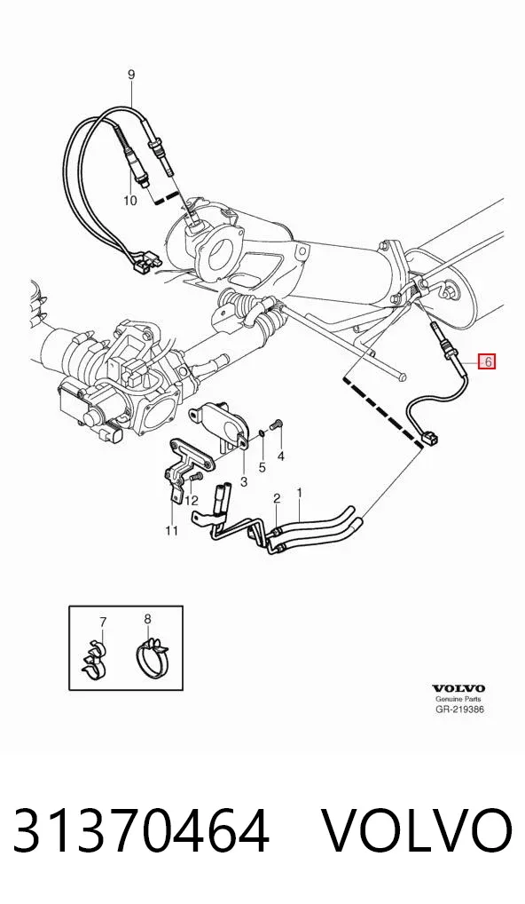 Sensor de temperatura de gases de escape antes del filtro de partículas 31370464 Volvo