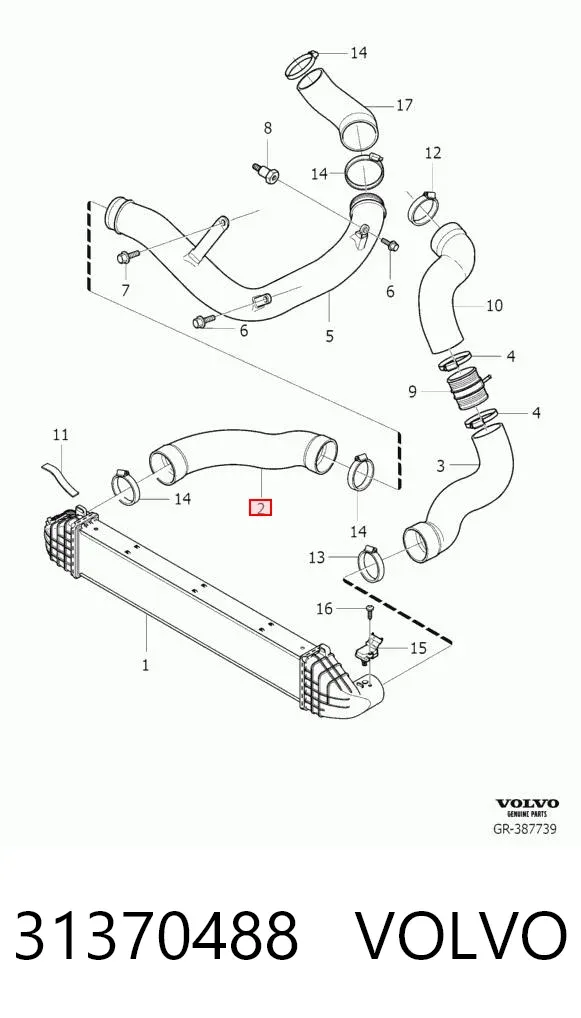 Tubo intercooler 31370488 Volvo