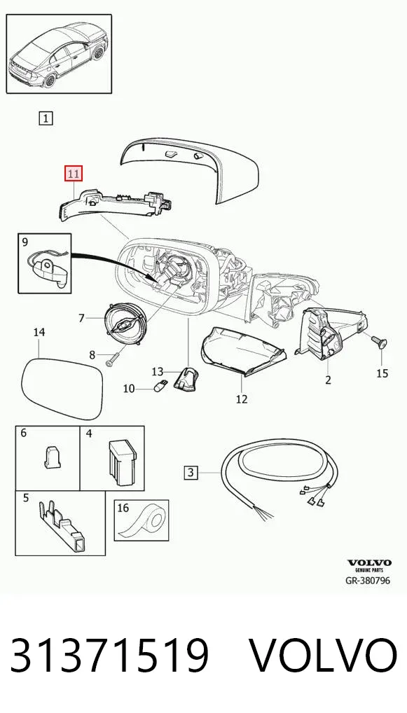 Luz intermitente del espejo retrovisor derecho 31371519 Volvo