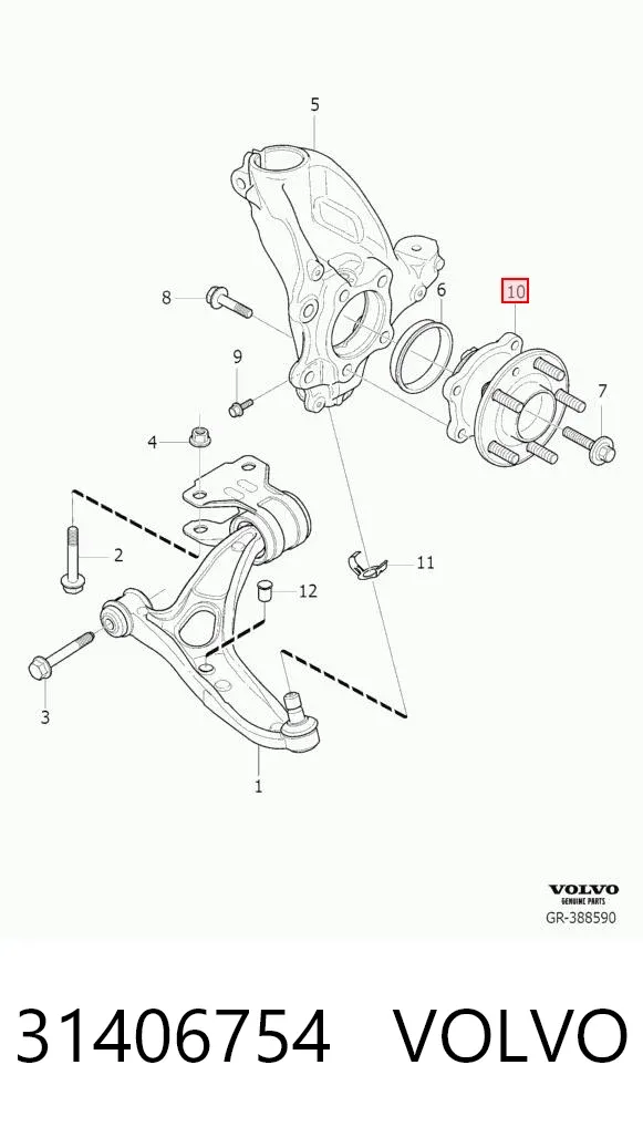 Buje de rueda delantero 31406754 Volvo