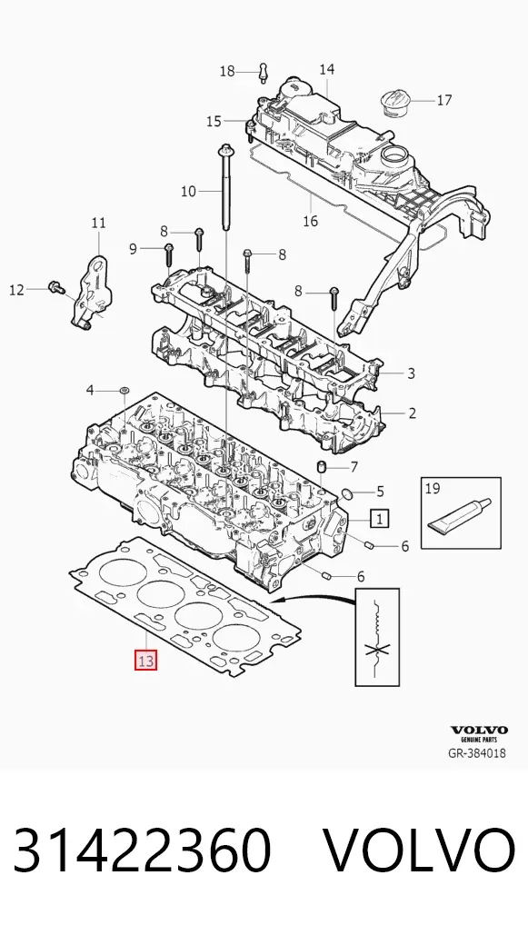 Junta de culata 31422360 Volvo