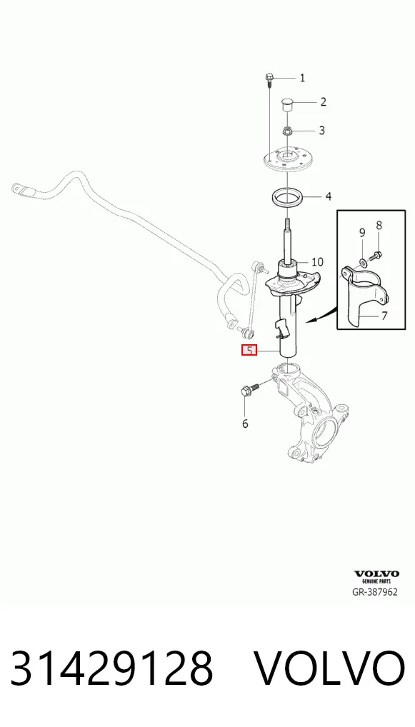 Amortiguador delantero izquierdo 31429128 Volvo