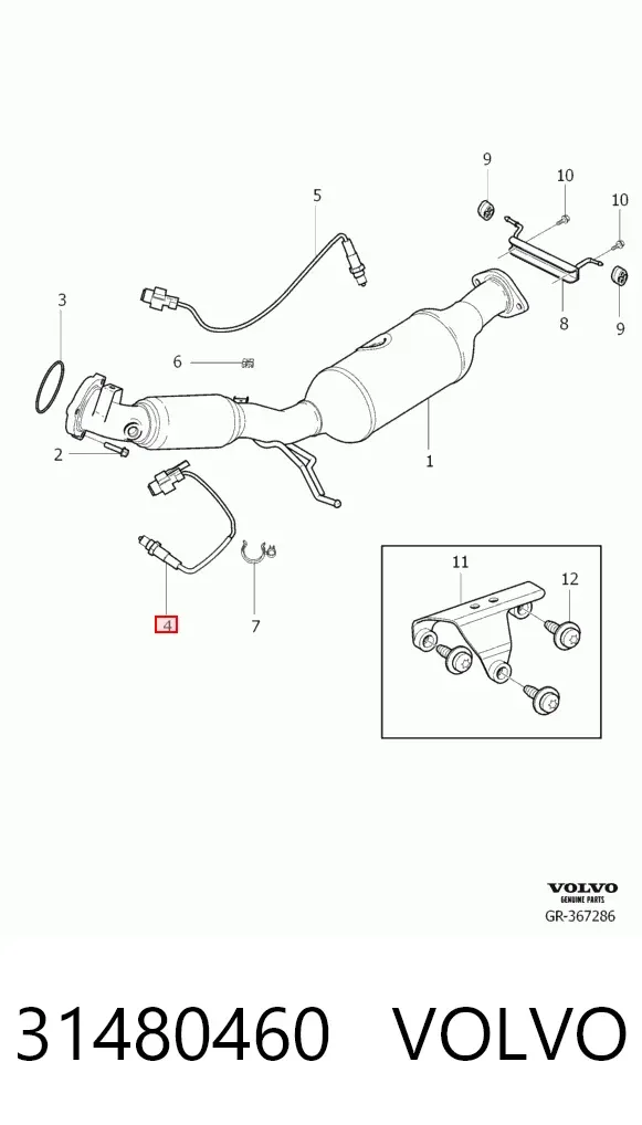 Sensor de oxígeno previo al catalizador 31480460 Volvo