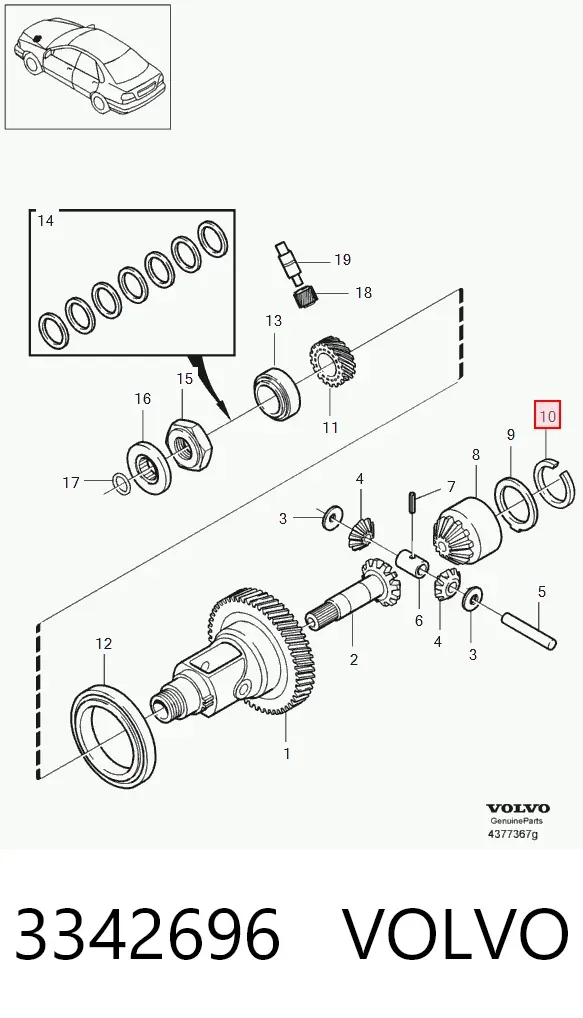 Anillo de retén del sincronizador 3342696 Volvo
