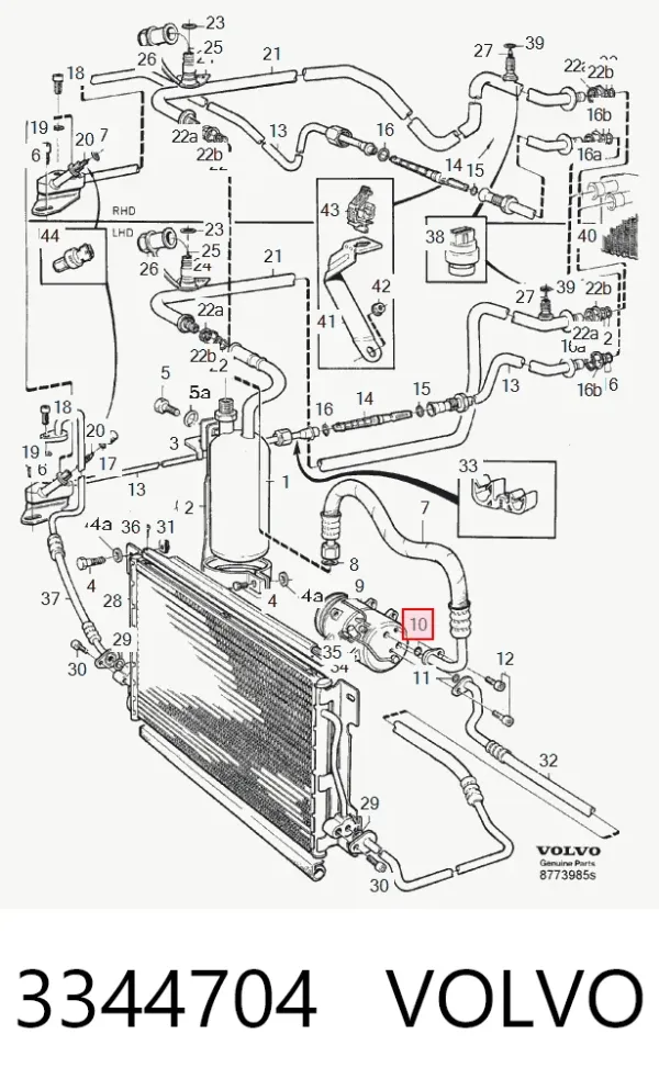 Junta de brida del sistema de refrigeración 3344704 Volvo