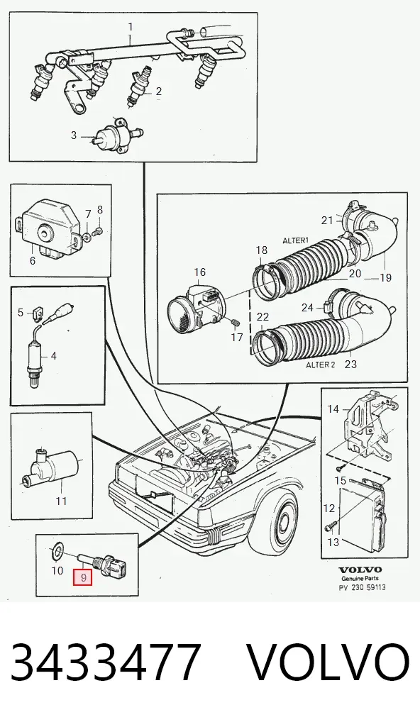 Sensor de temperatura 3433477 Volvo