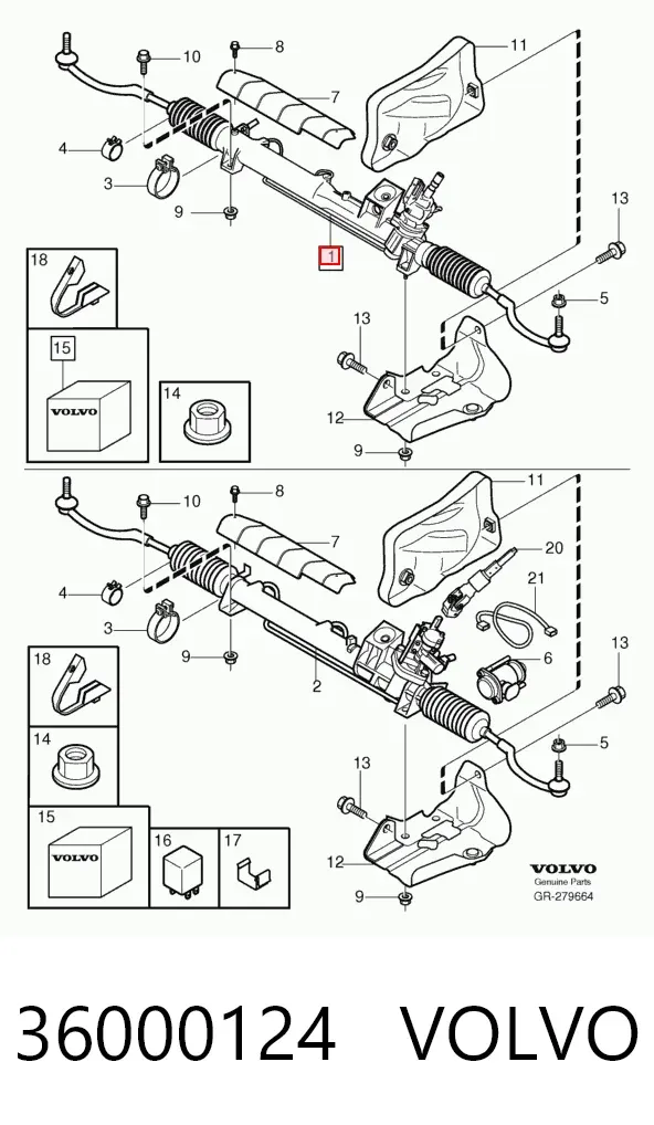 Cremallera de dirección 36000124 Volvo