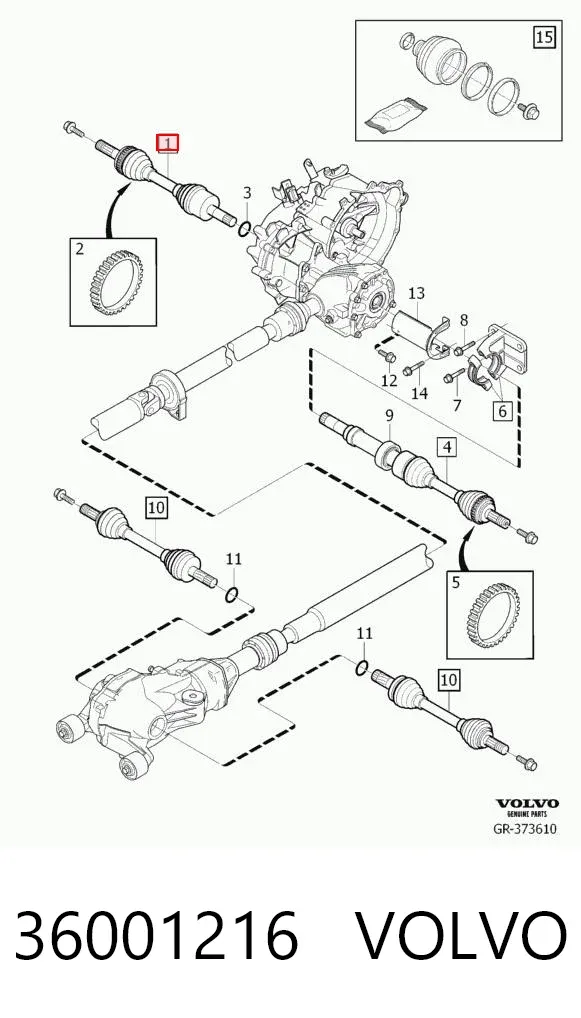 Semieje delantero izquierdo 36001216 Volvo