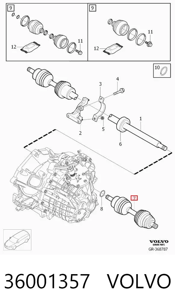 Semieje delantero izquierdo 36001357 Volvo