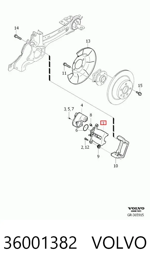 Pinza de freno trasera izquierda 36001382 Volvo