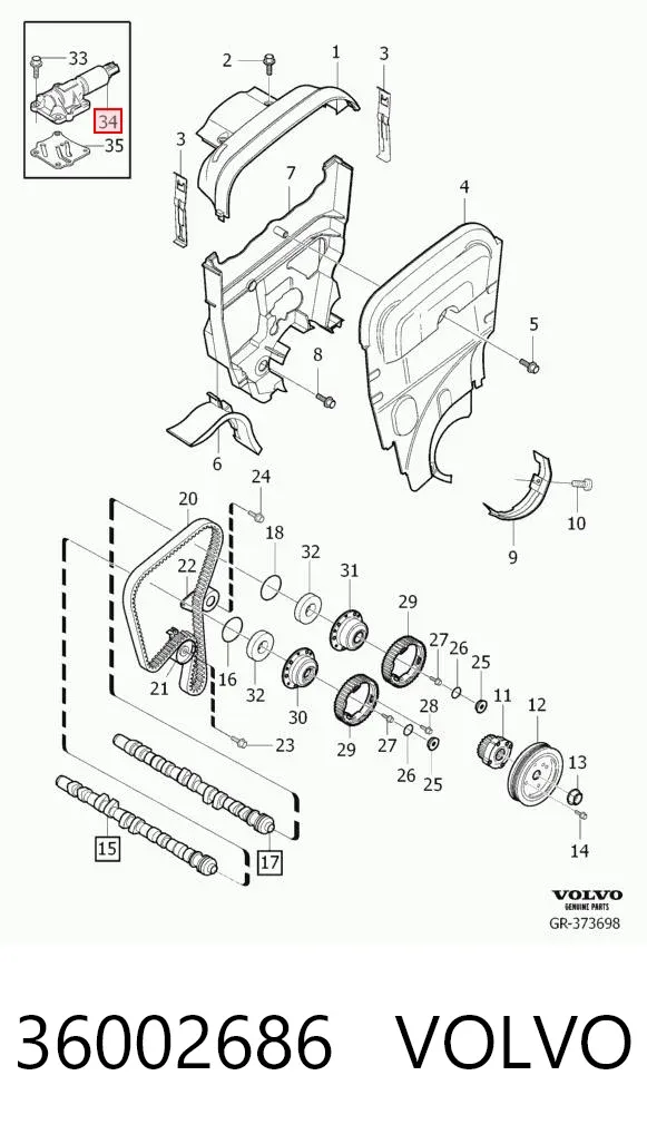 Válvula de control del árbol de levas 36002686 Volvo