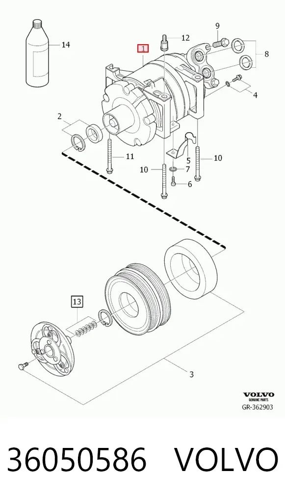 Compresor de aire acondicionado 36050586 Volvo