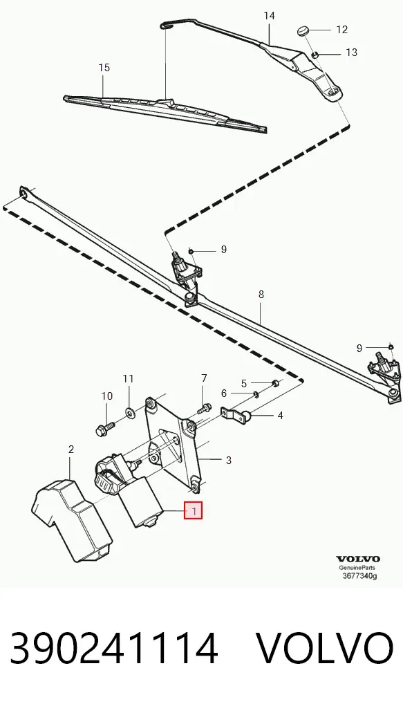 Motor limpiaparabrisas 390241114 Volvo
