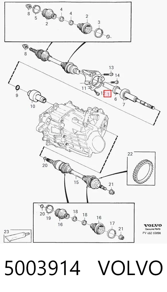 Semieje delantero derecho 5003914 Volvo