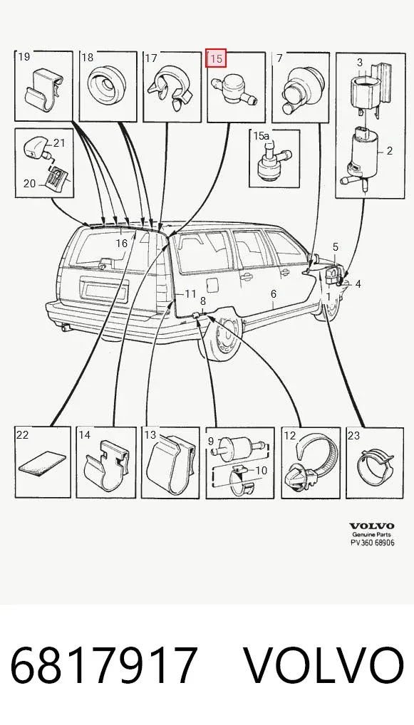 Válvula de retención del lavaparabrisas 6817917 Volvo