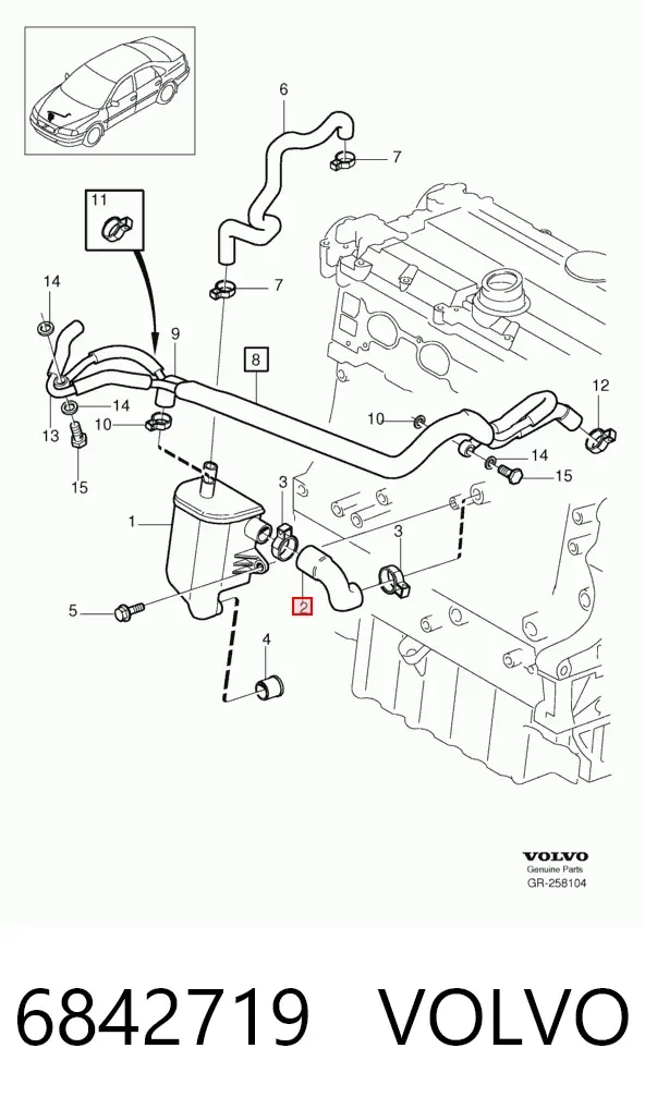 Tubo de ventilación del cárter 6842719 Volvo