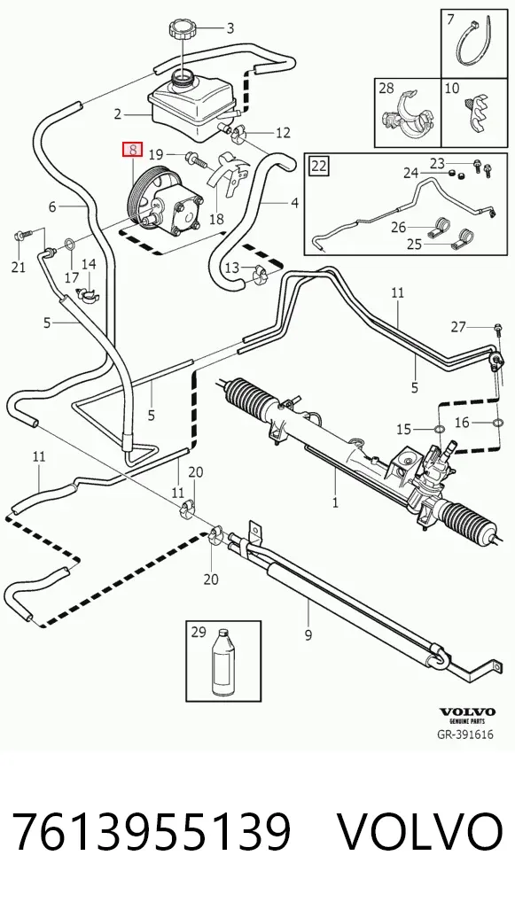 Bomba de dirección 7613955139 Volvo