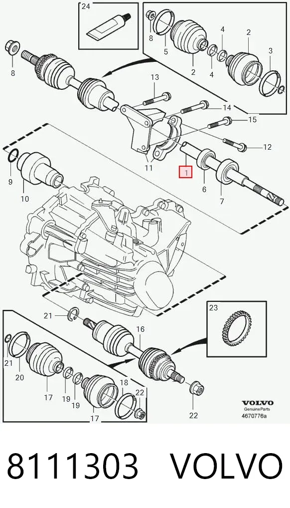 Semieje delantero derecho 8111303 Volvo