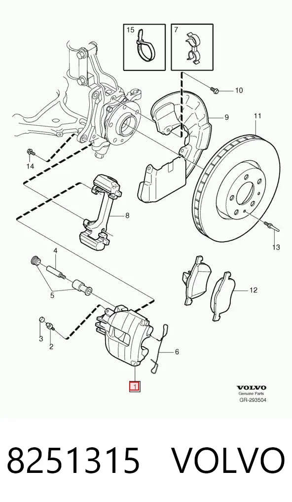 Pinza de freno delantera izquierda 8251315 Volvo
