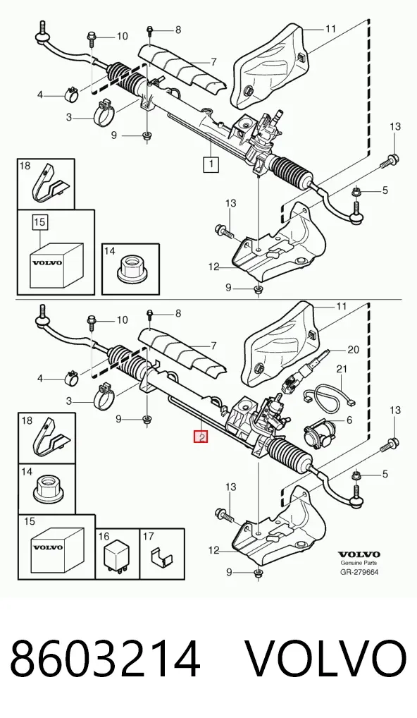 Cremallera de dirección 8603214 Volvo