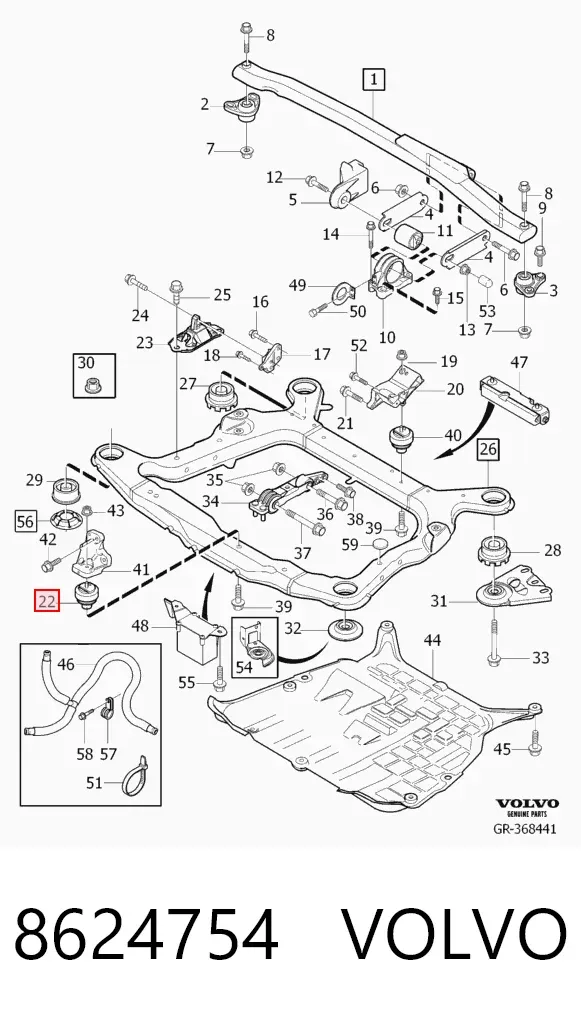 Soporte de motor delantero 8624754 Volvo